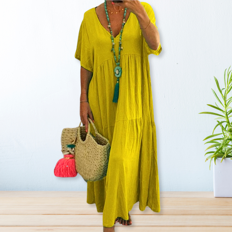 Eleni | Cotton Linen Maxi Summer Dress
