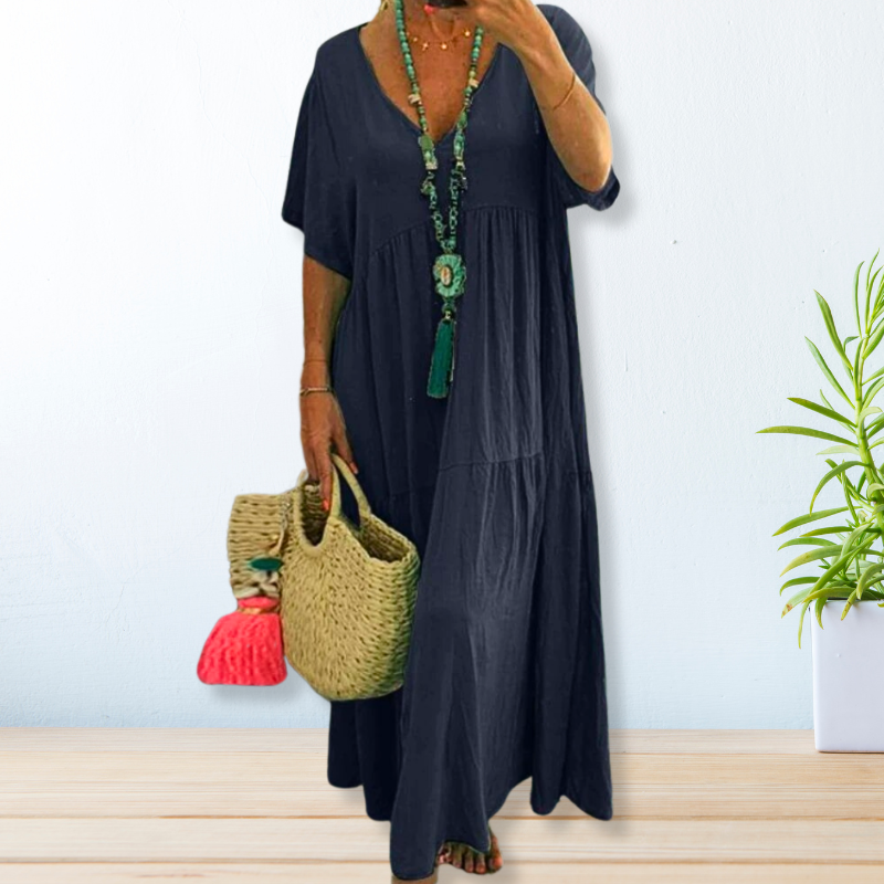 Eleni | Cotton Linen Maxi Summer Dress