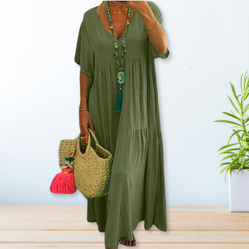 Eleni | Cotton Linen Maxi Summer Dress