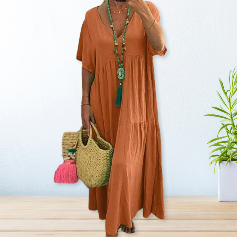 Eleni | Cotton Linen Maxi Summer Dress