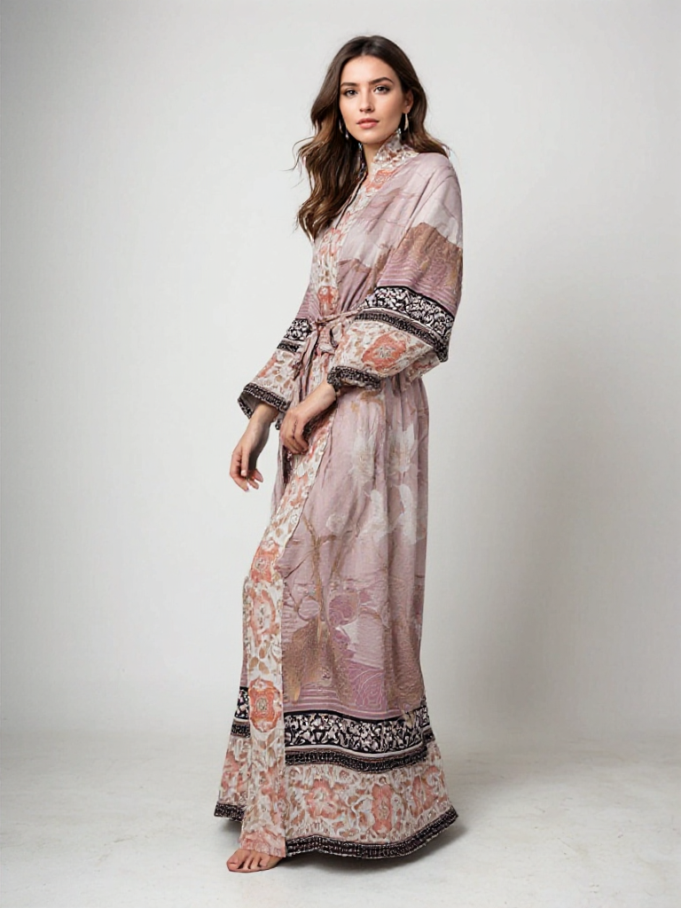 Barbara | Long Floral Print Kimono Dress for Women