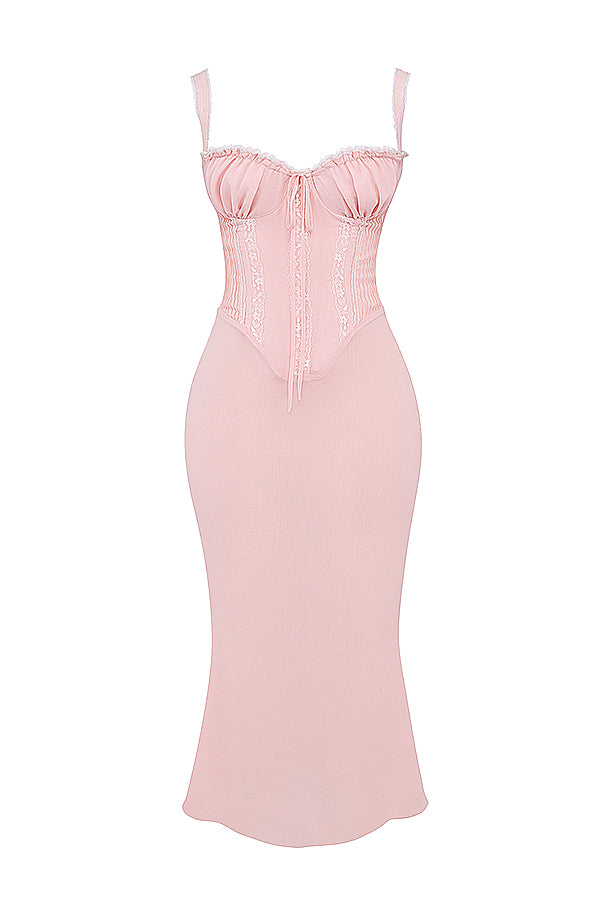 Ceridwen | Soft Peach Midi Dress