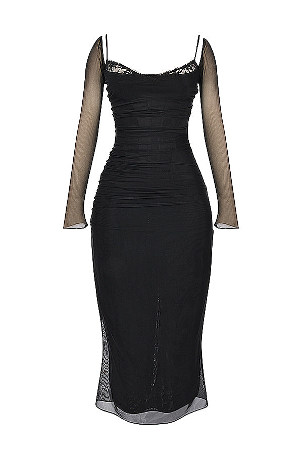 Nora | Deep Maxi Dress with Long Sleeves