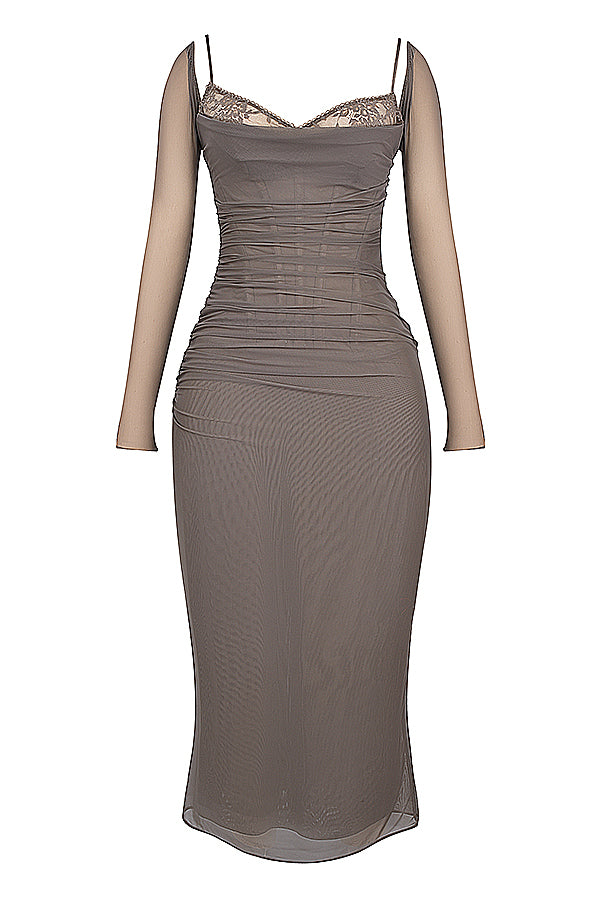 Nora | Deep Maxi Dress with Long Sleeves