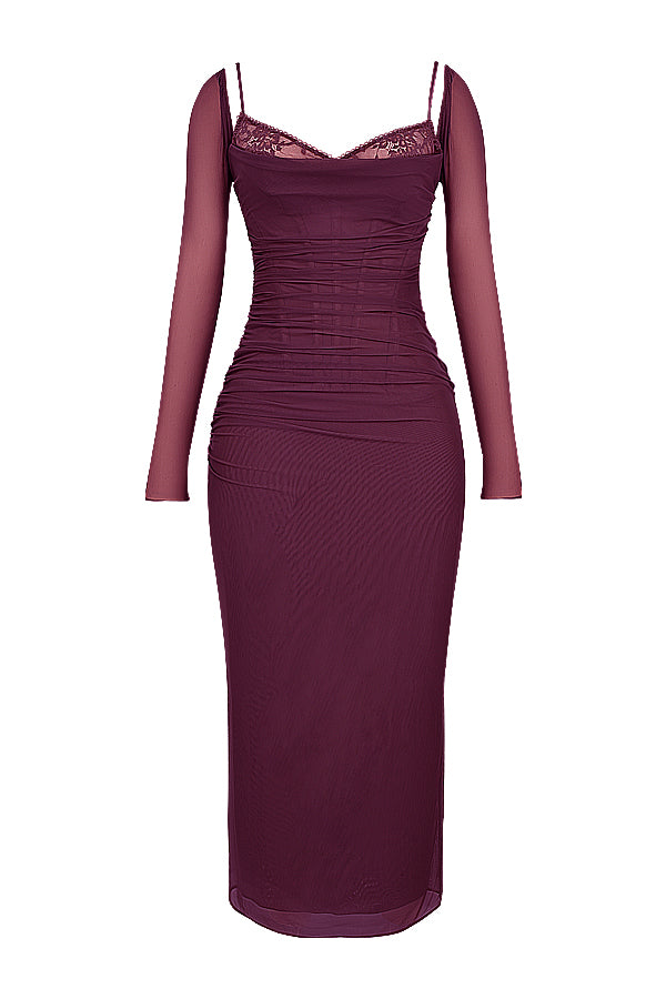 Nora | Deep Maxi Dress with Long Sleeves