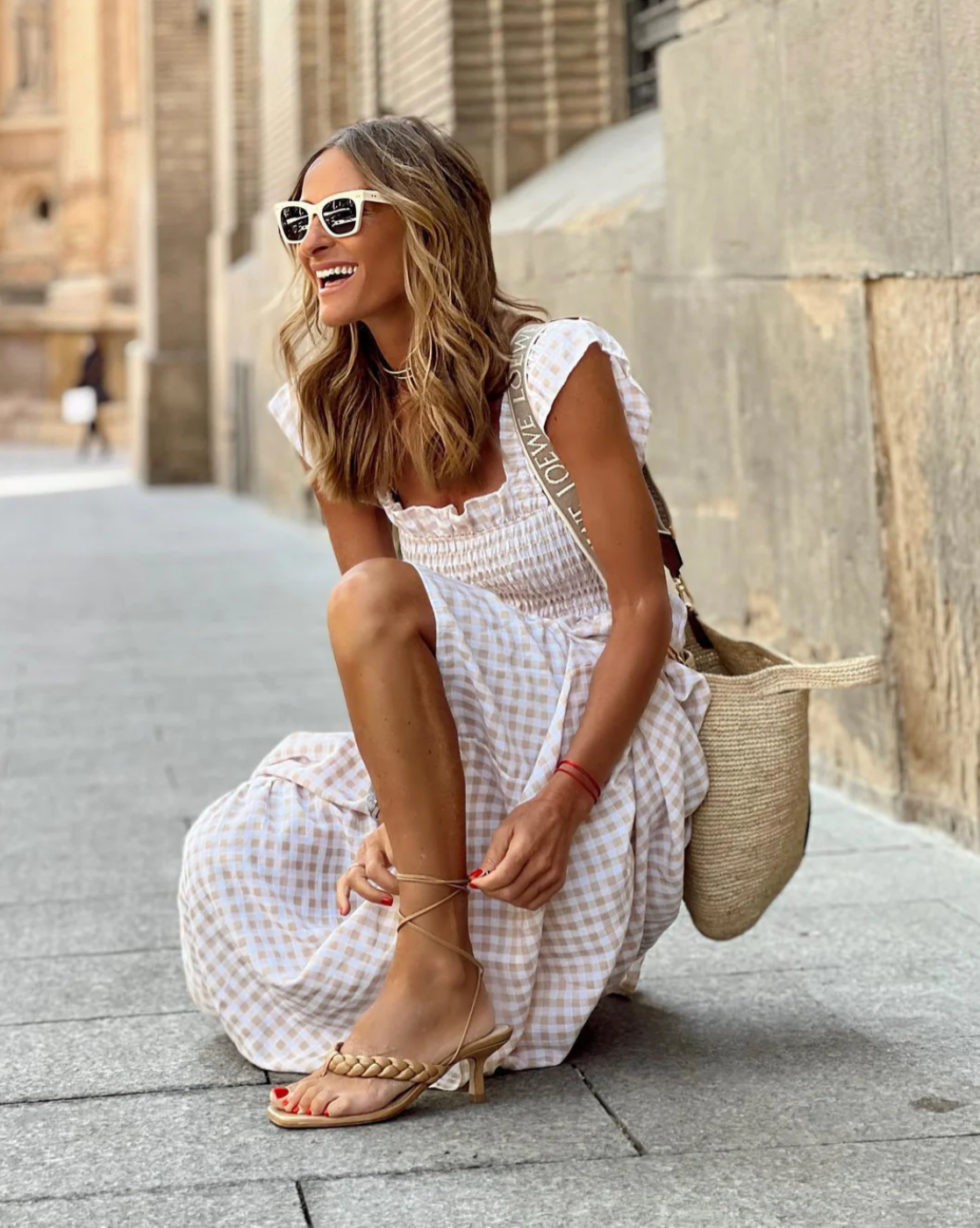 Eleni | Women's Smocked Maxi Dress with Ruffle Sleeves