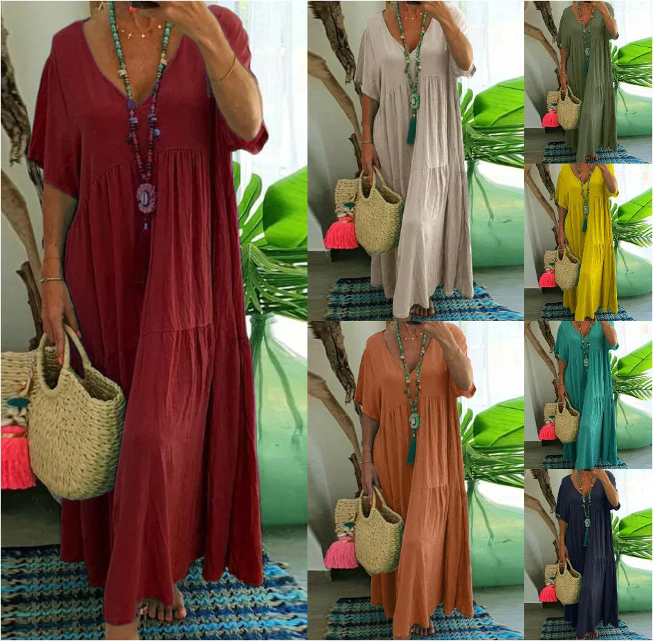 Eleni | Cotton Linen Maxi Summer Dress