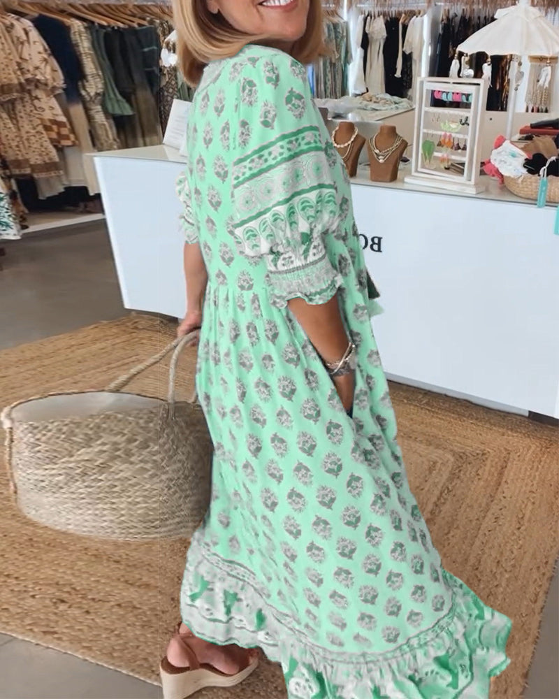 Tallulah | Printed V-Neck Dress