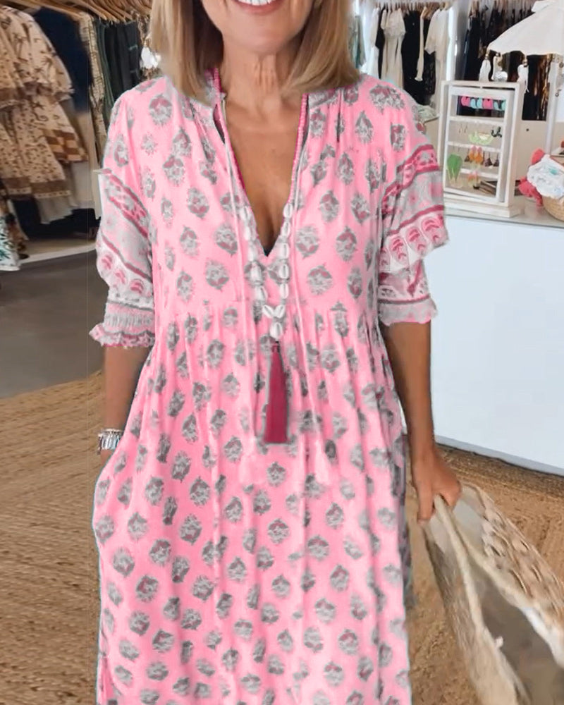 Tallulah | Printed V-Neck Dress