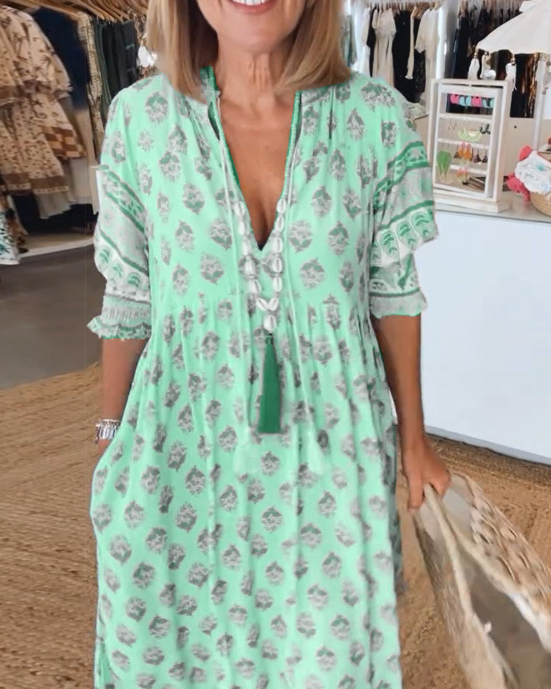 Tallulah | Printed V-Neck Dress