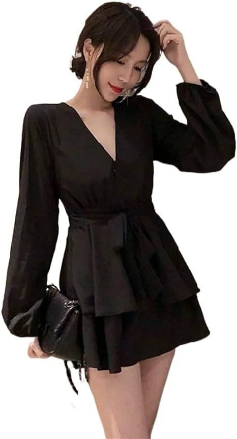 Portia | Lantern Sleeves V-Neck Dress