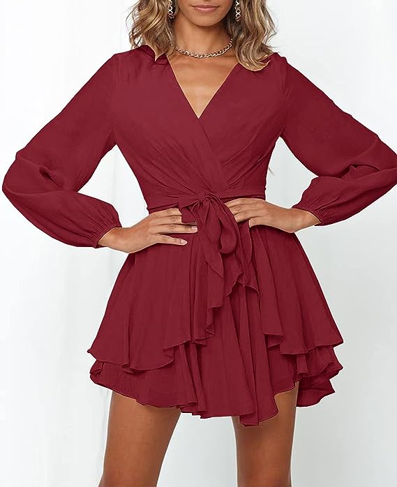 Portia | Lantern Sleeves V-Neck Dress
