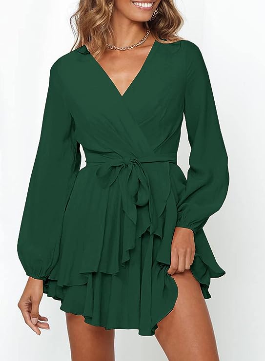 Portia | Lantern Sleeves V-Neck Dress