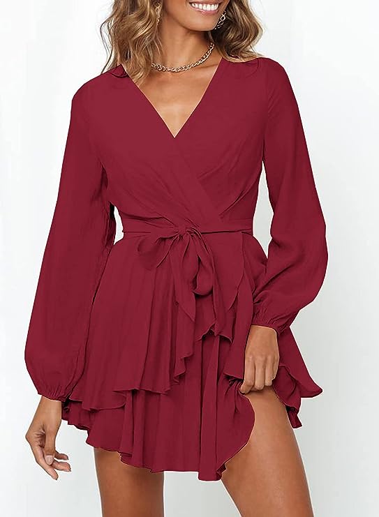 Portia | Lantern Sleeves V-Neck Dress