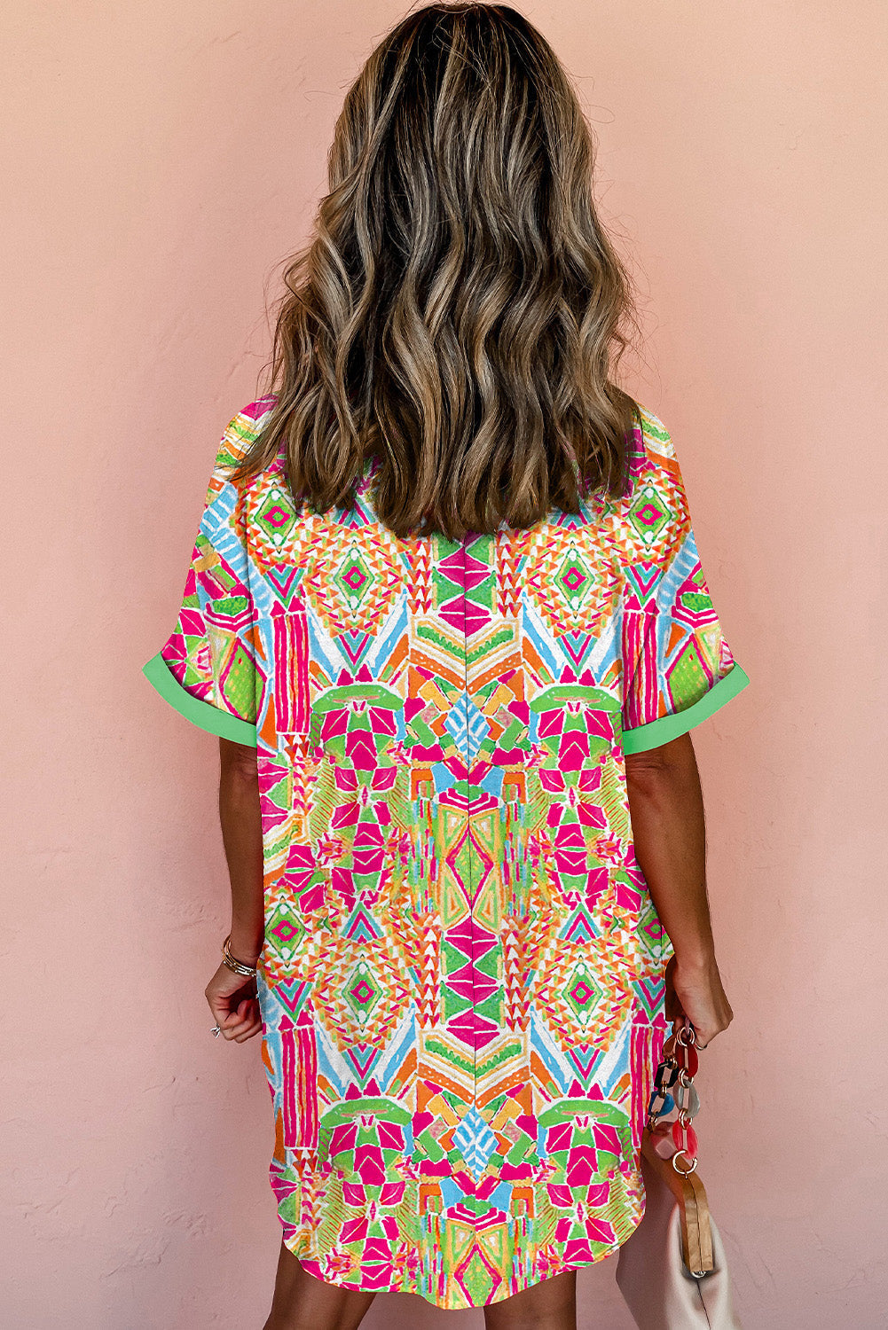 Selah | Geometric Print Shirt Dress