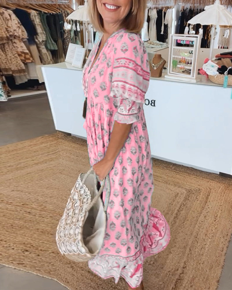 Tallulah | Printed V-Neck Dress