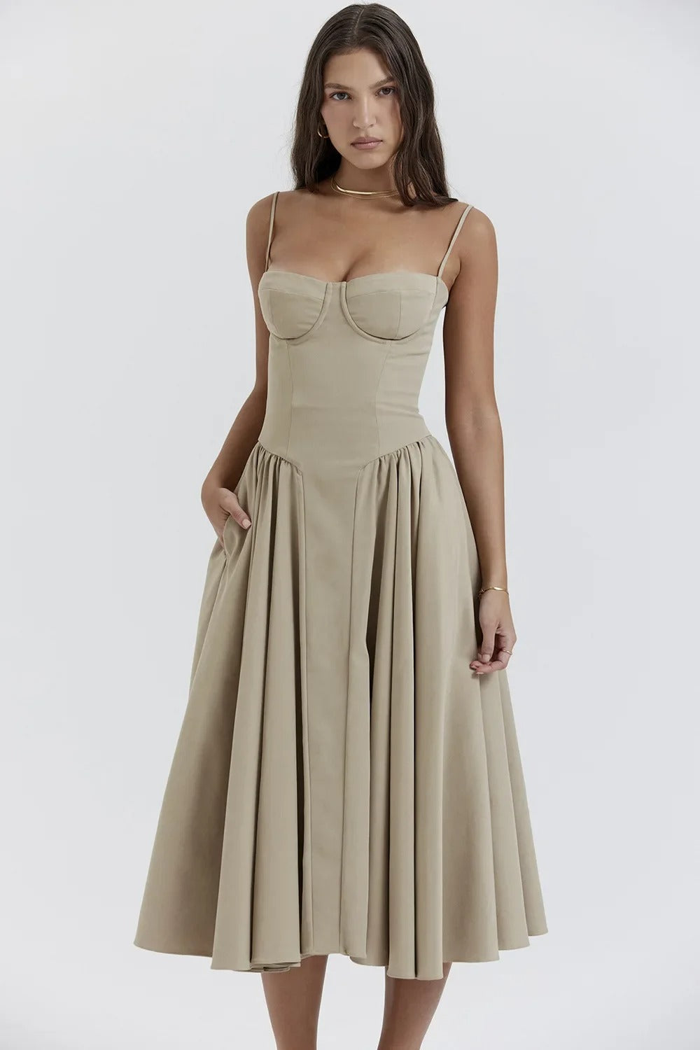 Lorelei | Sleeveless Corset Midi Dress