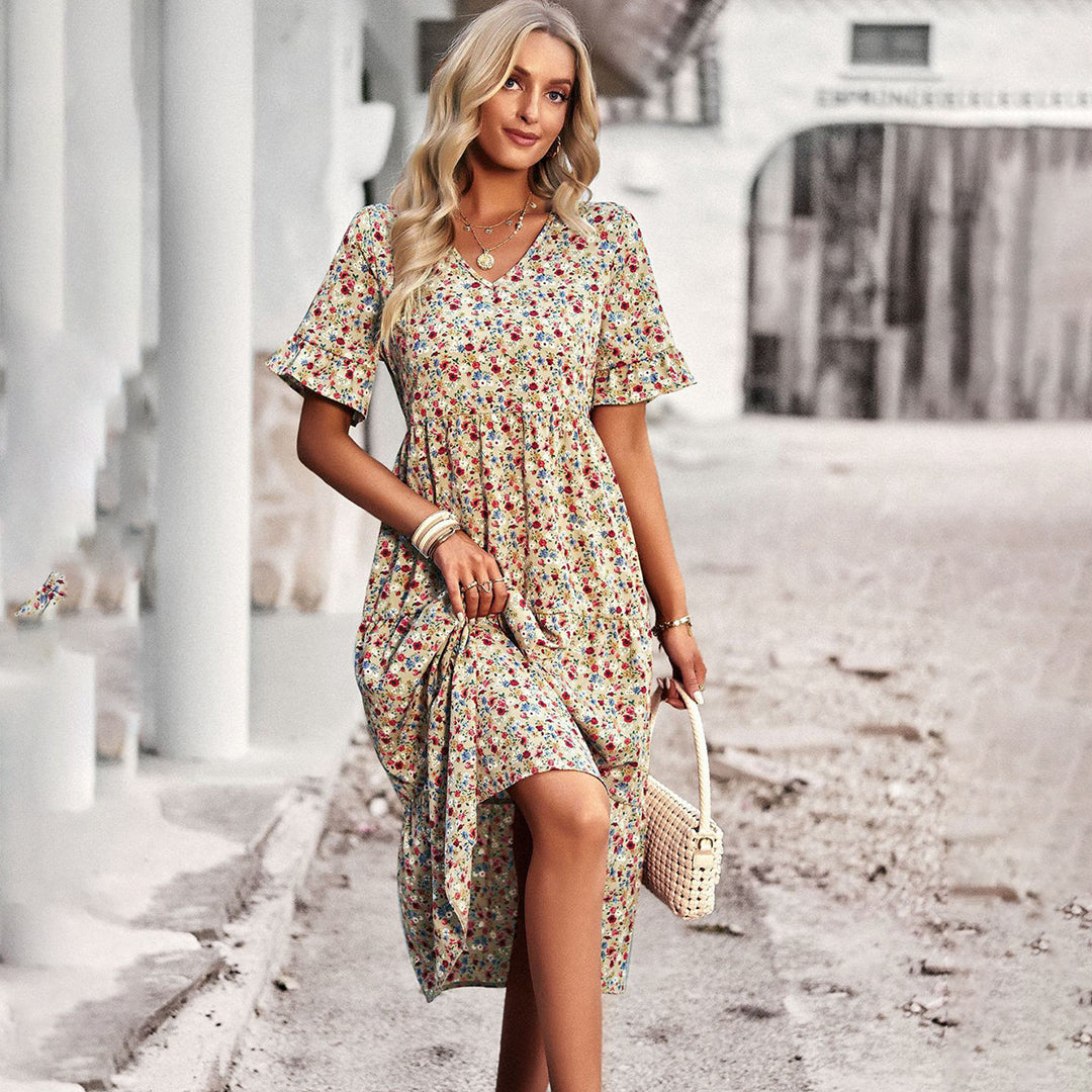 Hestia | Boho Floral Midi Dress