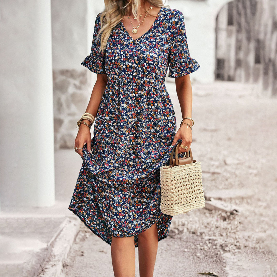 Hestia | Boho Floral Midi Dress