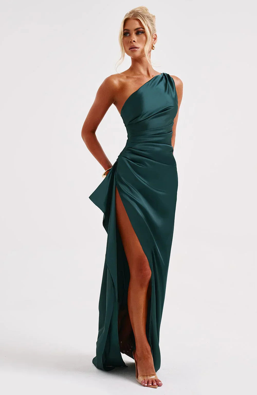 Isabeau | One Shoulder Satin Dress
