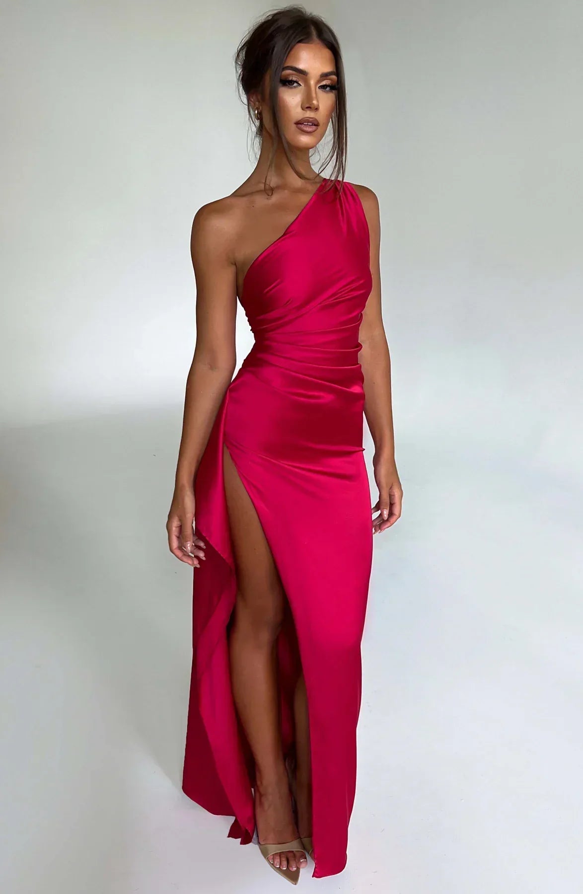 Isabeau | One Shoulder Satin Dress