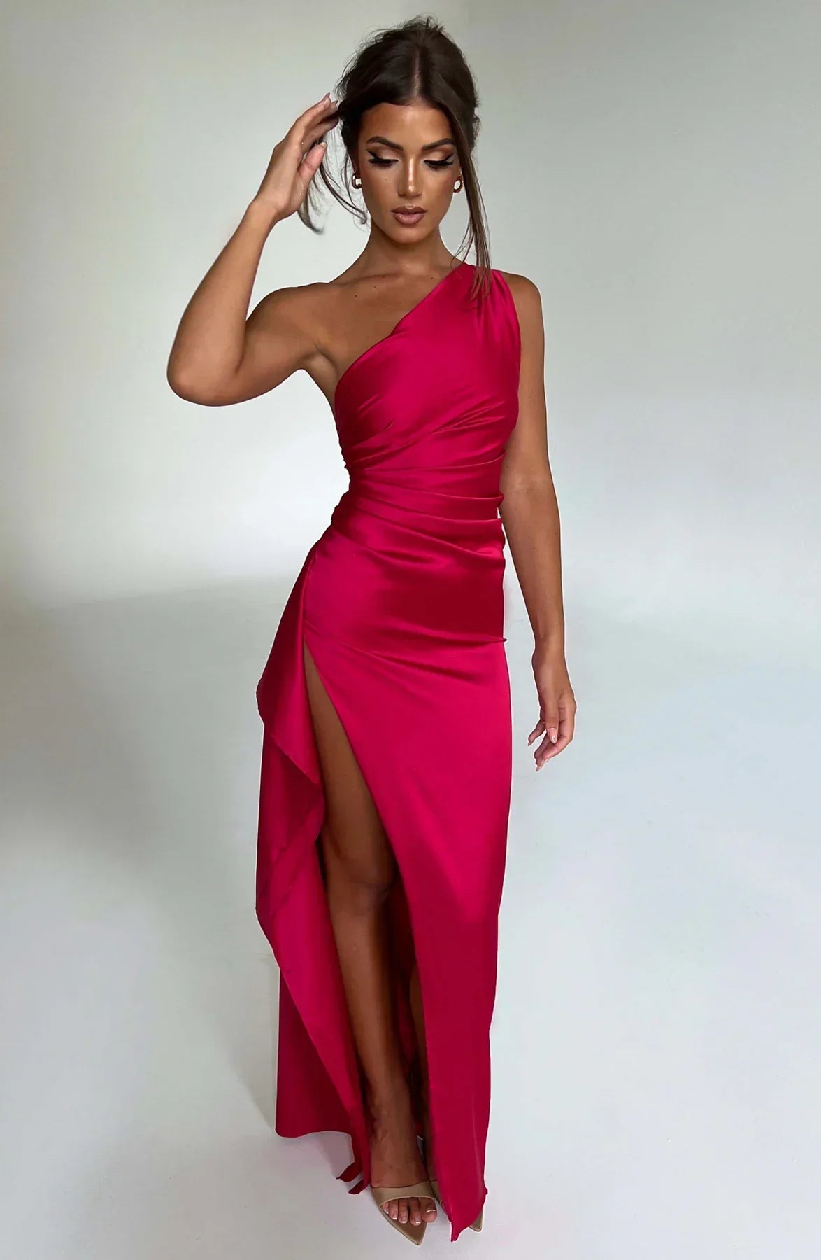 Isabeau | One Shoulder Satin Dress
