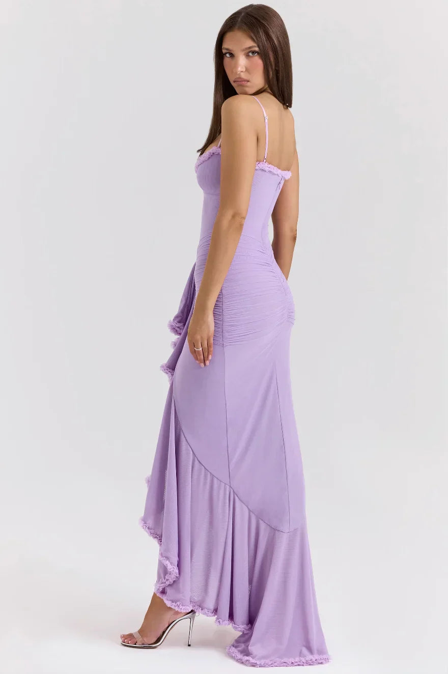 Cerys | Women's Fitted Midi Dress with Ruffled Details