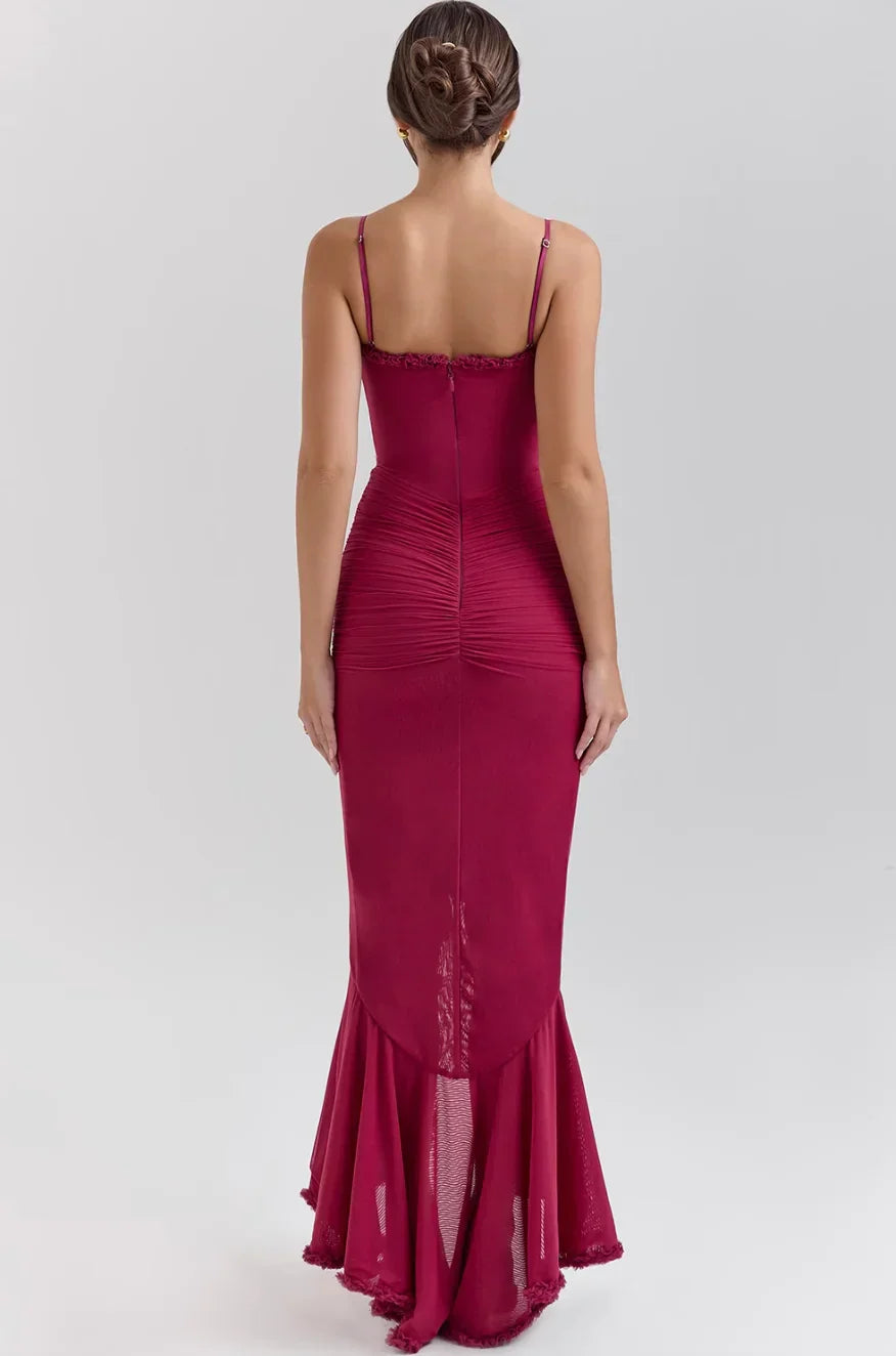 Cerys | Women's Fitted Midi Dress with Ruffled Details