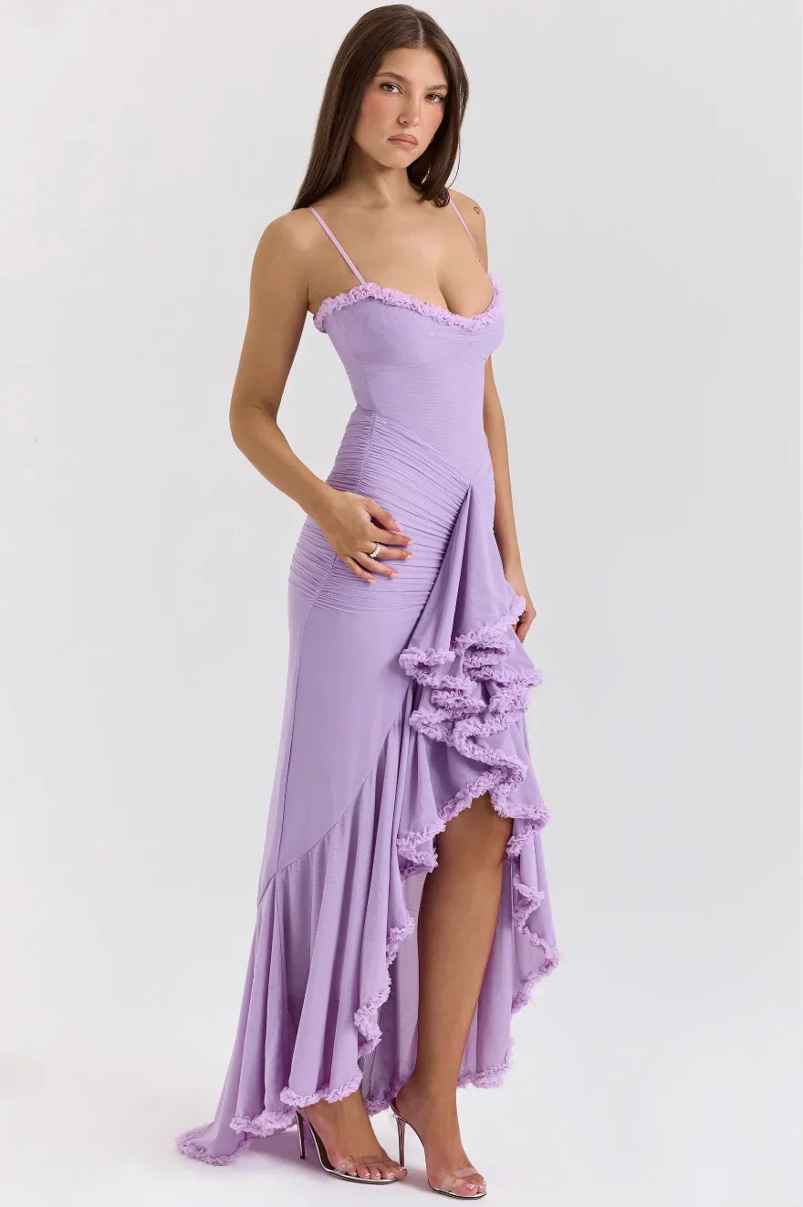 Cerys | Women's Fitted Midi Dress with Ruffled Details