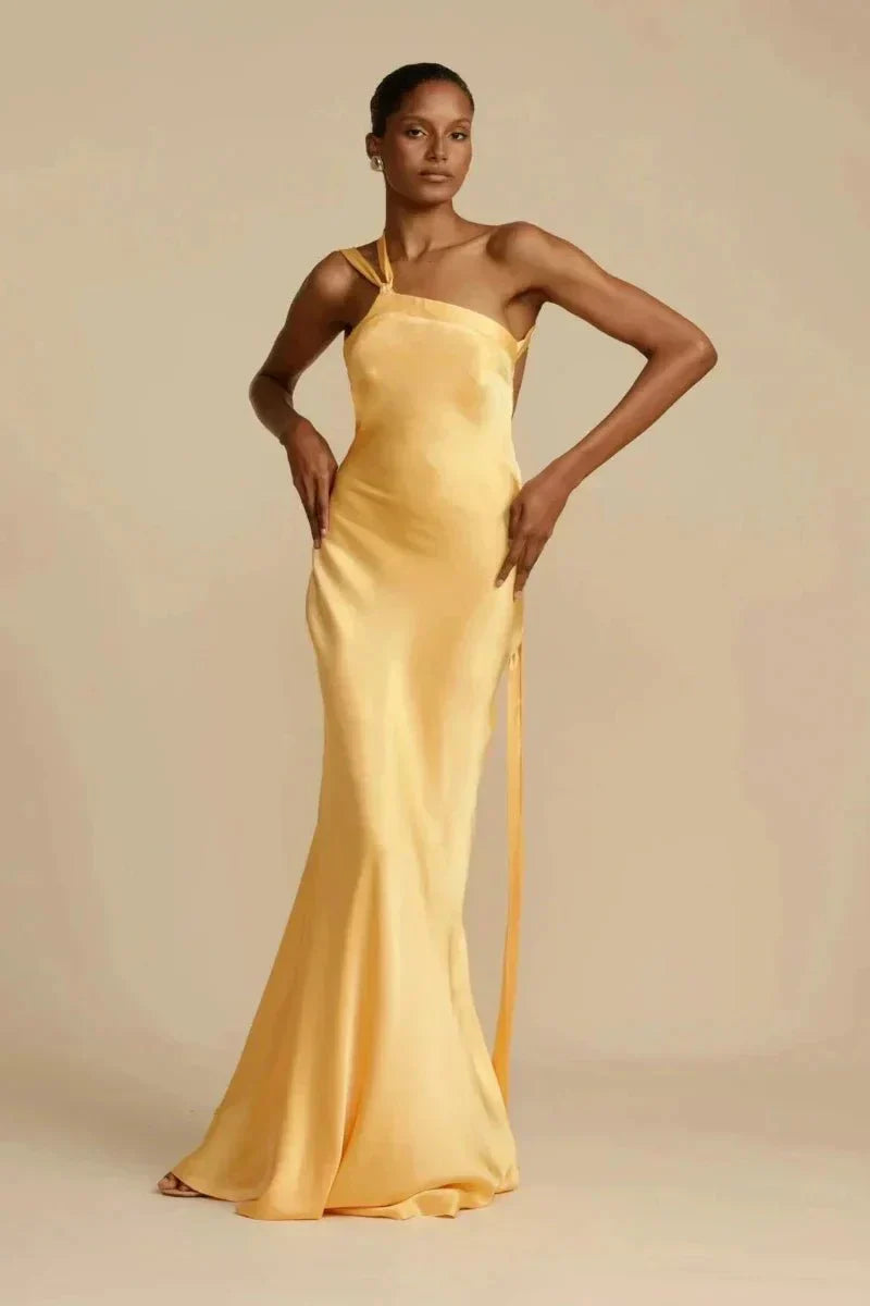 Odette | One-Shoulder Satin Evening Dress