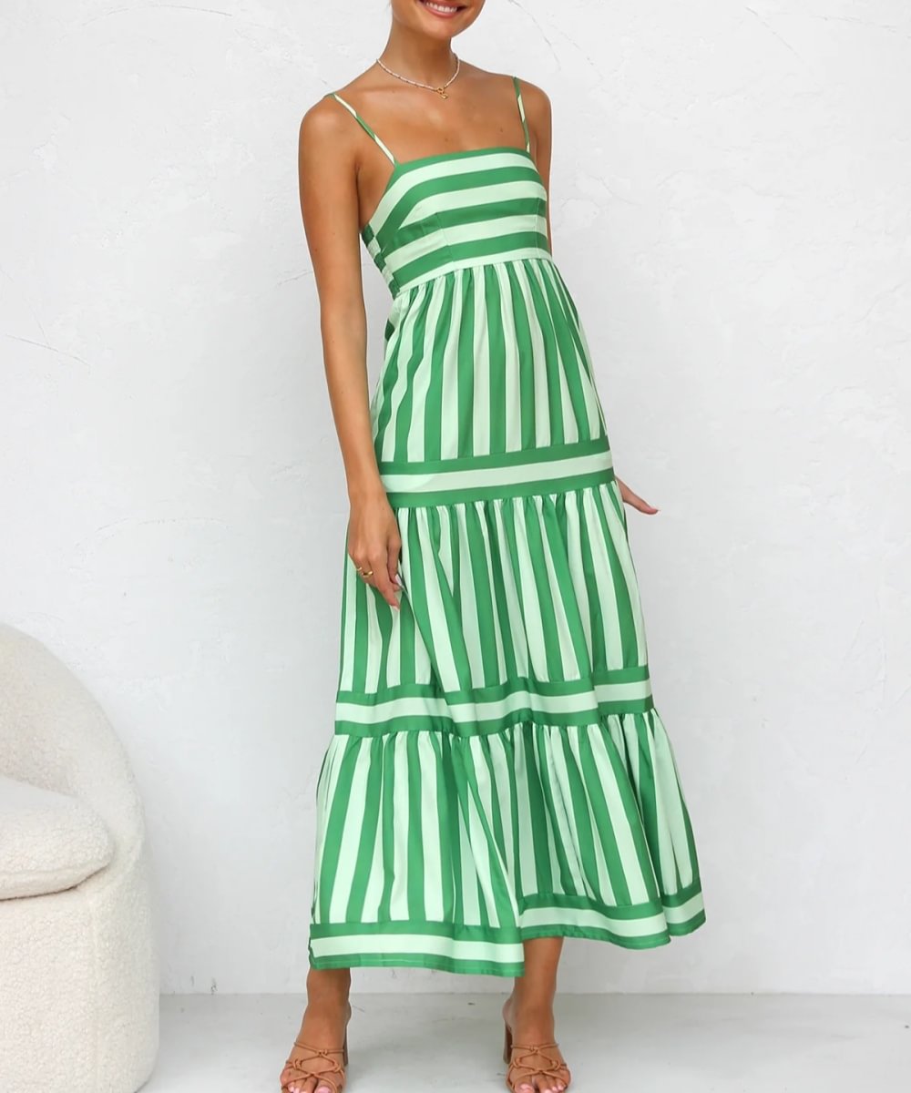 Bianca | Striped Tiered Midi Dress
