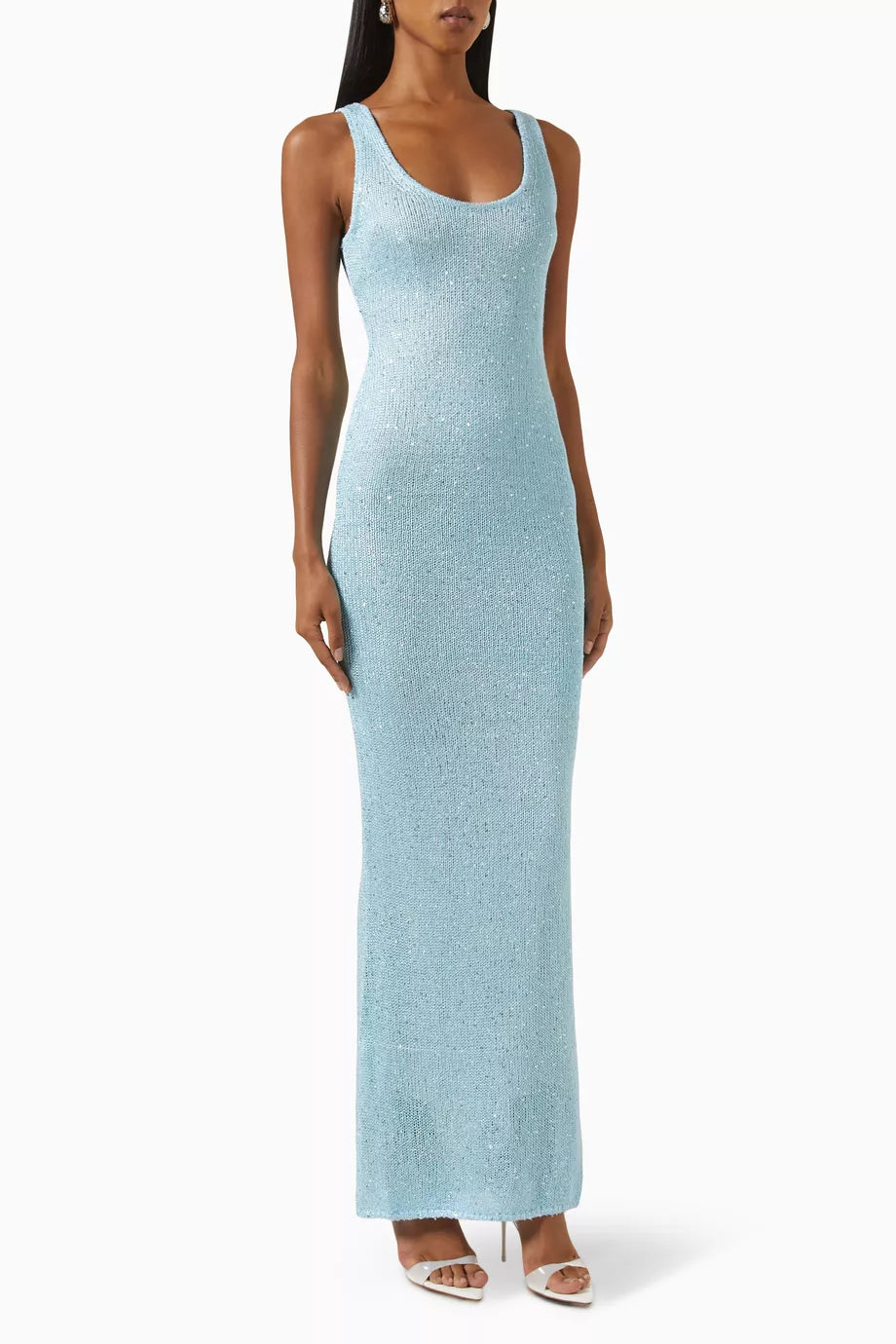 Elly | Sequin Detail Maxi Dress In Light Blue