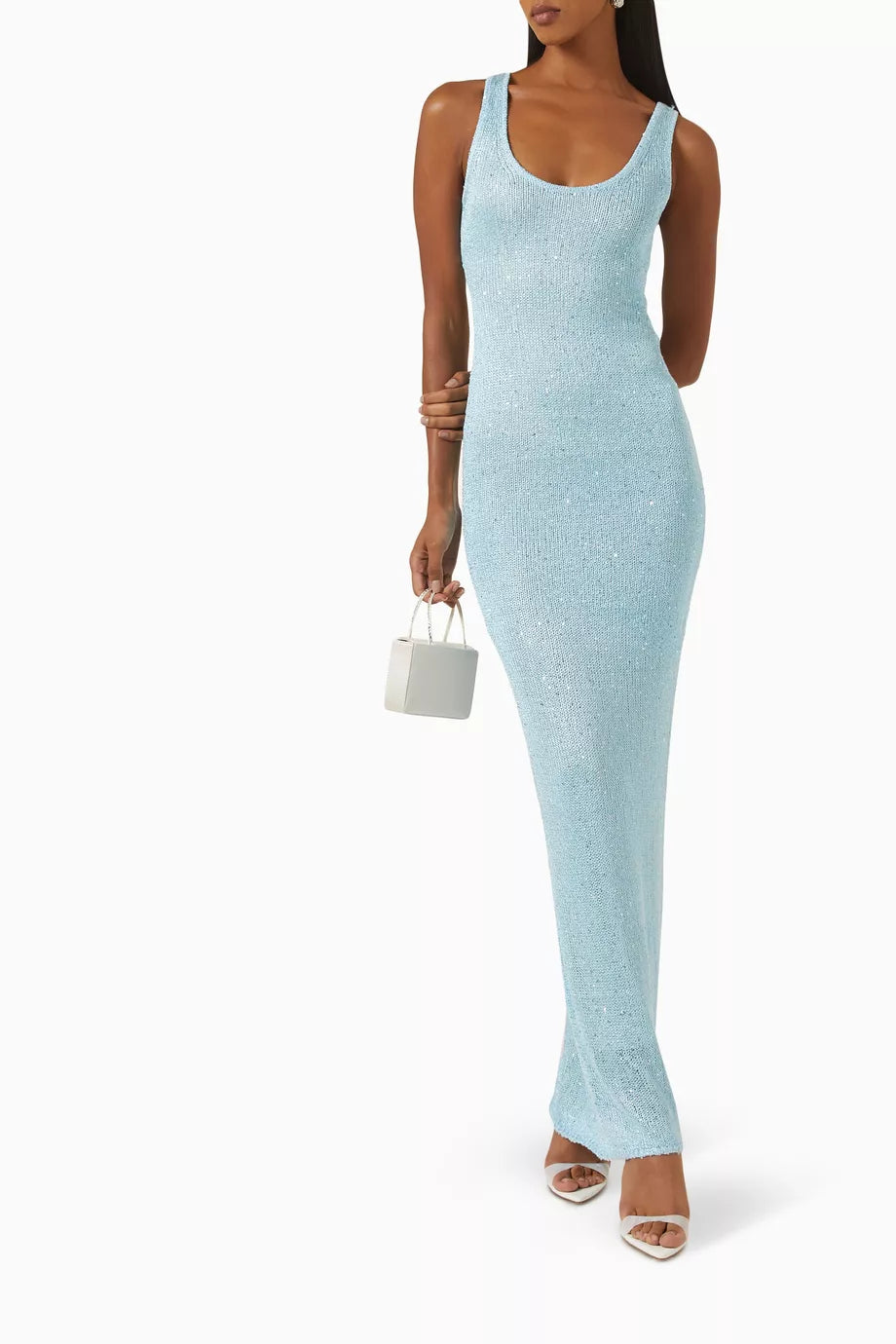 Elly | Sequin Detail Maxi Dress In Light Blue