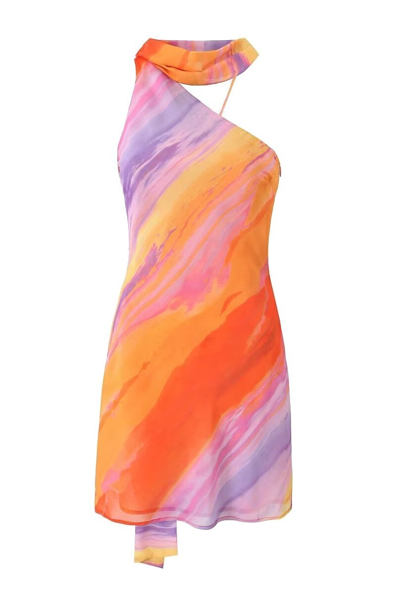 Holly | Tropical Sunset Mini Dress