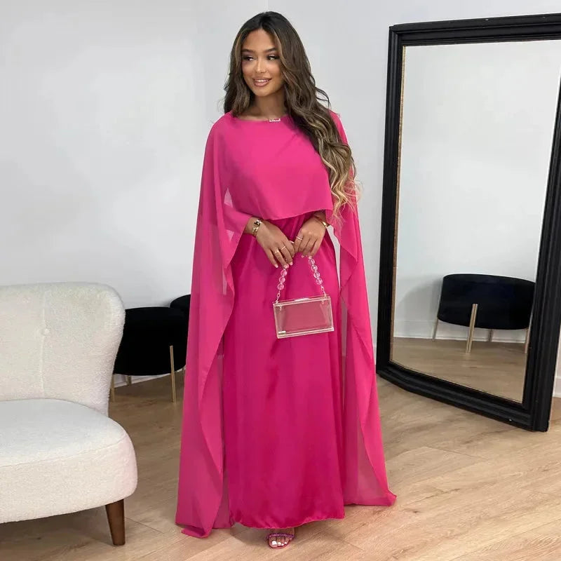 Clementine | Women's Elegant Cape Maxi Dress for Evening Wear