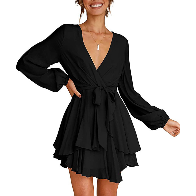 Portia | Lantern Sleeves V-Neck Dress