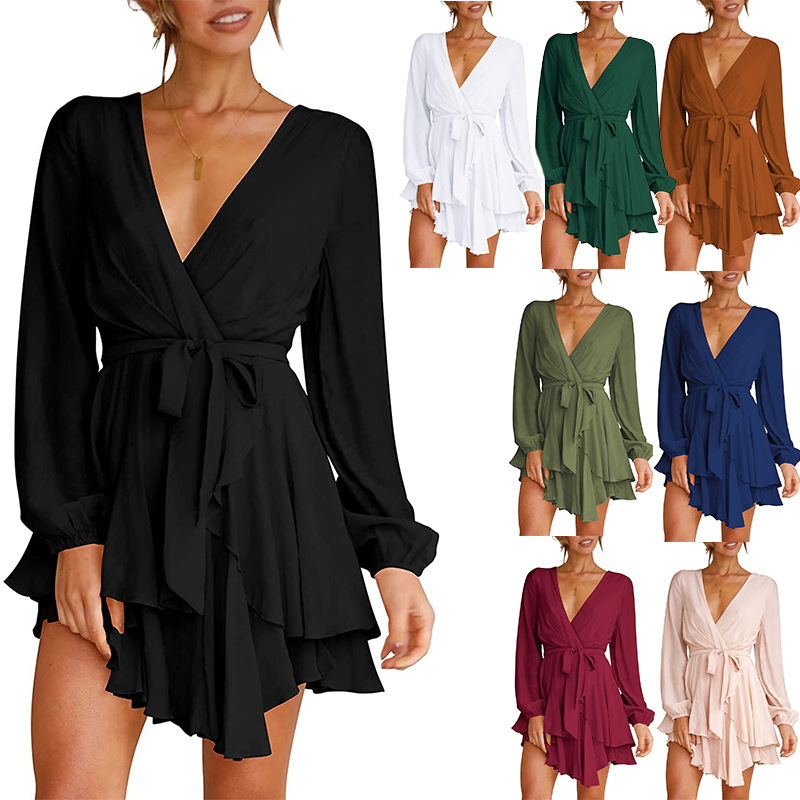 Portia | Lantern Sleeves V-Neck Dress