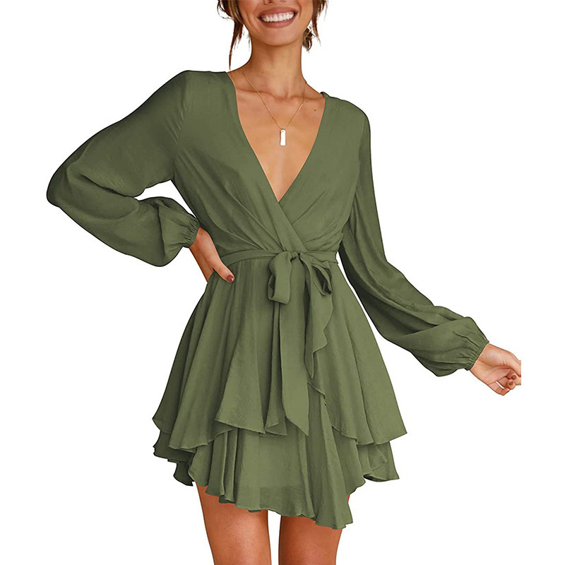 Portia | Lantern Sleeves V-Neck Dress