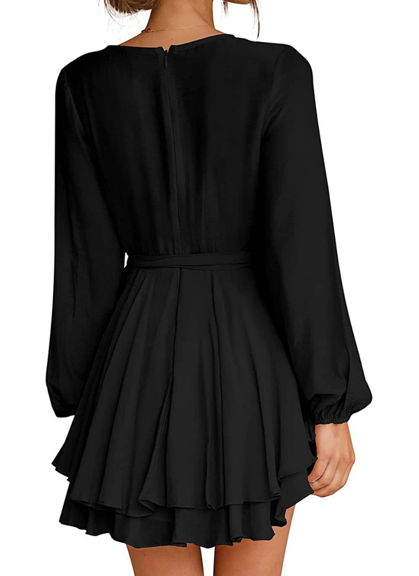 Portia | Lantern Sleeves V-Neck Dress