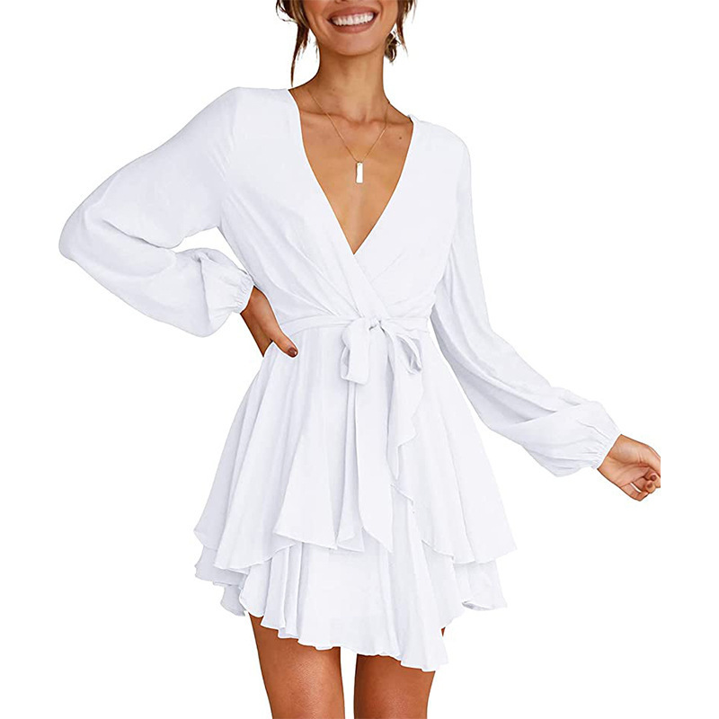 Portia | Lantern Sleeves V-Neck Dress