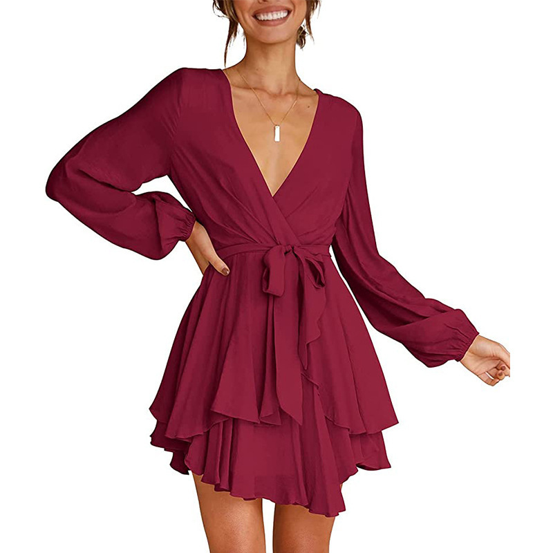 Portia | Lantern Sleeves V-Neck Dress