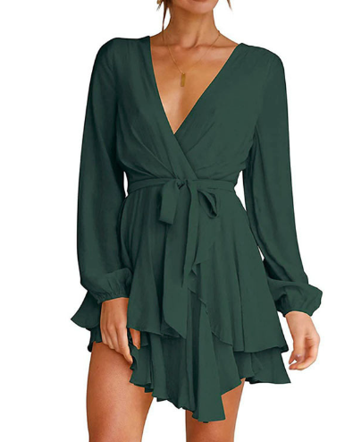 Portia | Lantern Sleeves V-Neck Dress