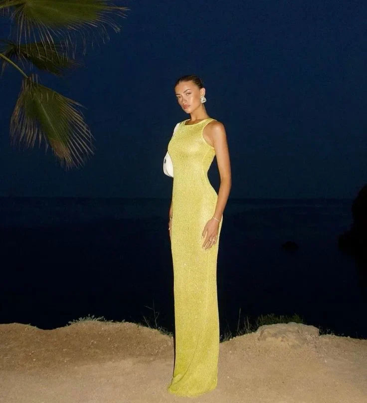 Edith | Women's Sleeveless Sparkling Maxi Dress for Evening