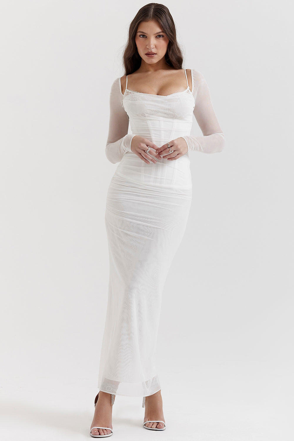 Nora | Deep Maxi Dress with Long Sleeves