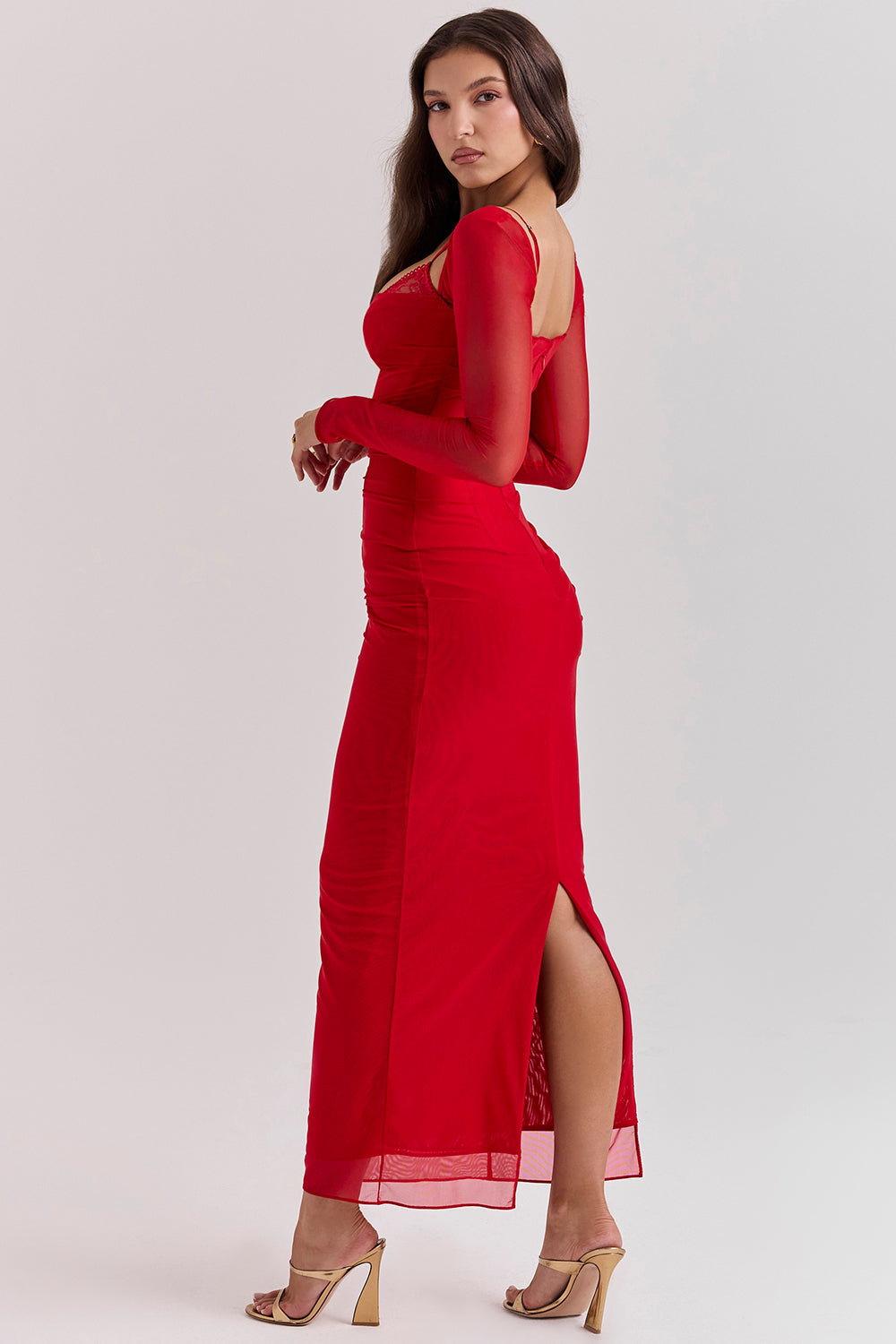 Nora | Deep Maxi Dress with Long Sleeves