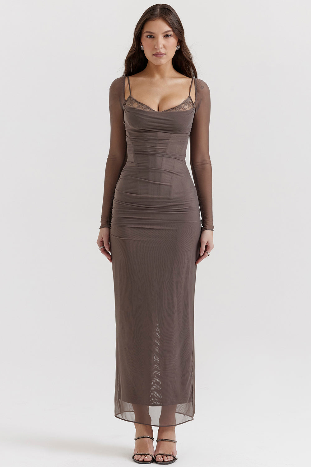 Nora | Deep Maxi Dress with Long Sleeves