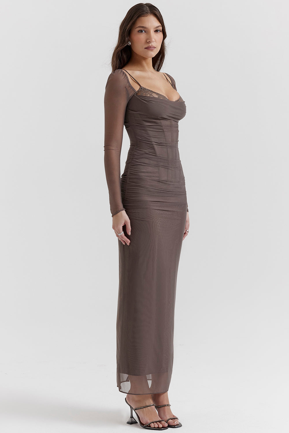 Nora | Deep Maxi Dress with Long Sleeves