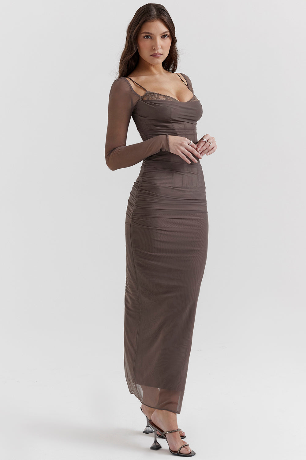 Nora | Deep Maxi Dress with Long Sleeves