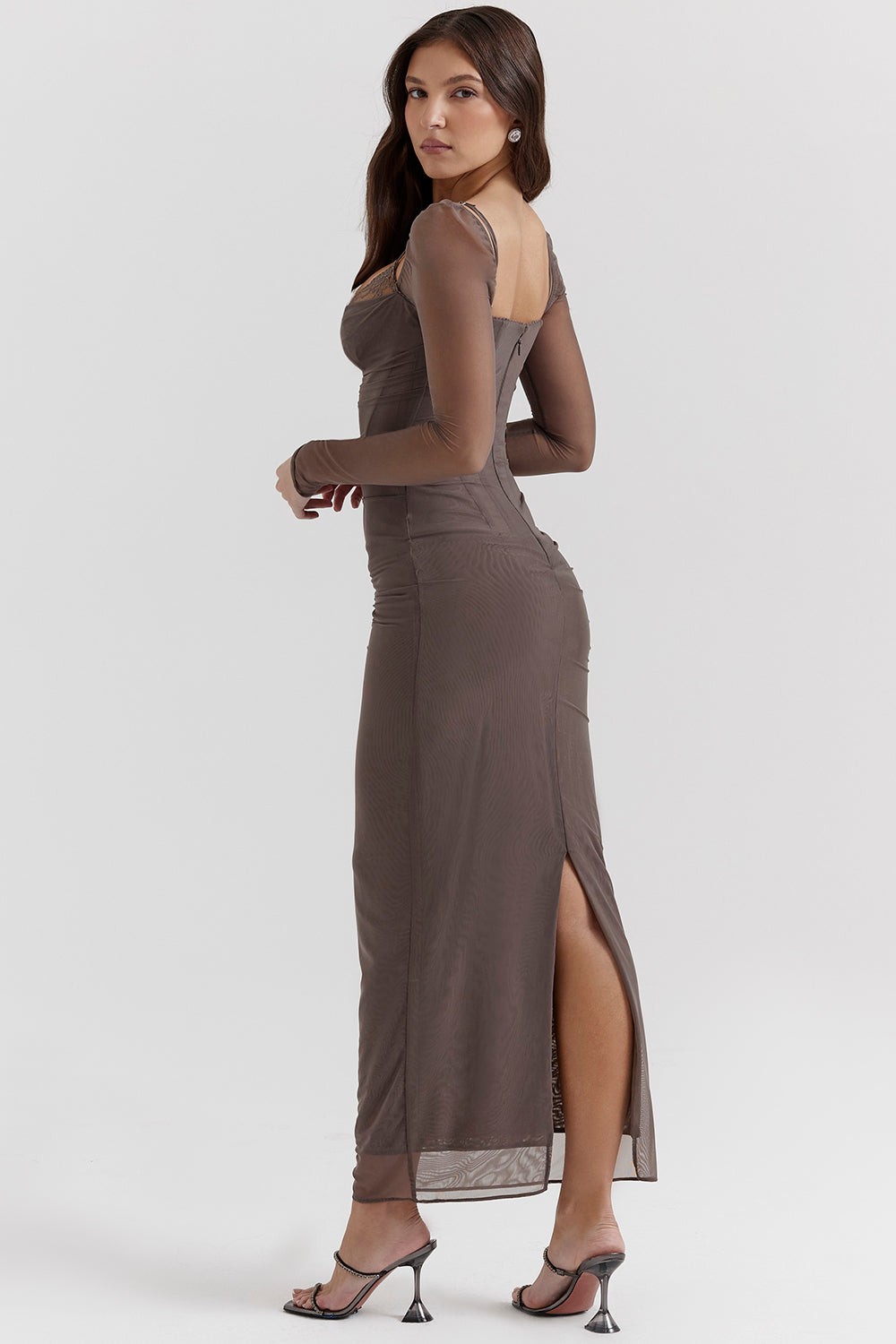 Nora | Deep Maxi Dress with Long Sleeves