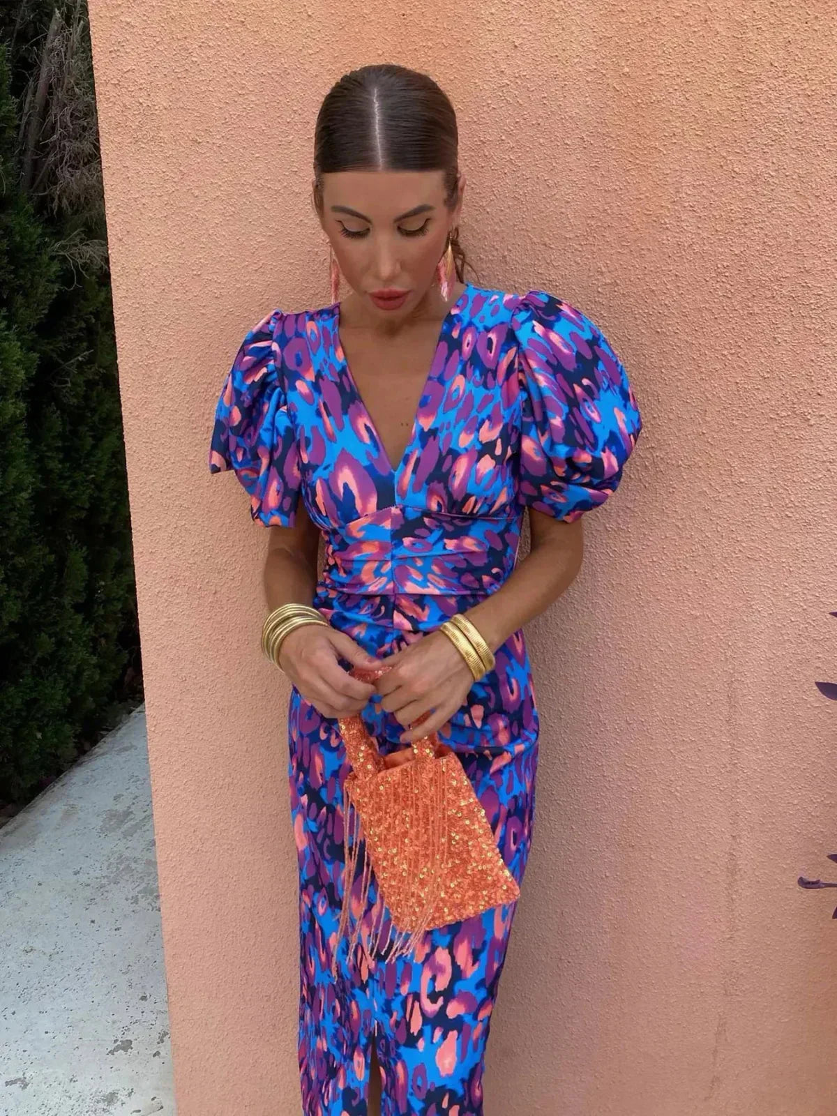 Etta | Women's Elegant Puff Sleeve Printed Dress